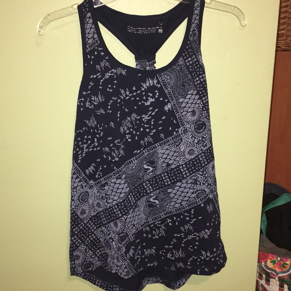 Blue gathered racer back tank top - Picture 2 of 5